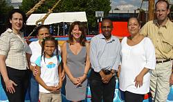 St Mary's Estate Fun Day - with local residents and councillors Monica Whyte (1st from left), Errol Reid (5th from left) and Robert Gorrie (at the end on the right)