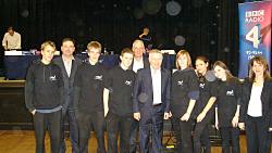 Lynne Featherstone MP and other guests for Any Questions with pupils from Langtree School