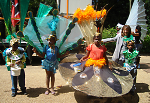 Lynne Featherstone at Hornsey Carnival, judging the costumes