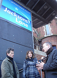 Lynne Featherstone MP with Cllr Bob Hare and Cllr Neil Williams at Jacksons Lane Community Centre