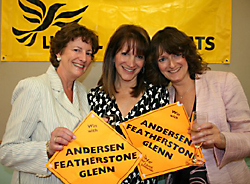 June Andersen, Lynne Featherstone and Julia Glenn: the original trio of Liberal Democrat councillors from Muswell Hill in 1998