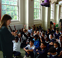 Lynne Featherstone taking questions from children at Nightingale Primary School