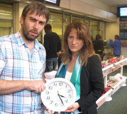 Lynne Featherstone and Cllr Richard Wilson at Crouch End Post Office
