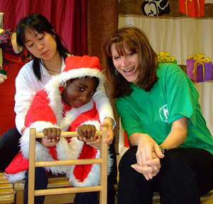Lynne Featherstone with children and staff from the Hornsey Trust