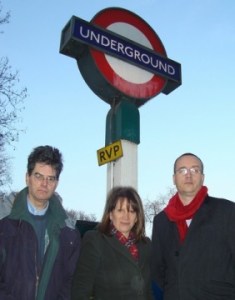 Lynne Featherstone with local councillors Bob Hare and Neil Williams at Highgate tube station