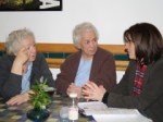 Lynne Featherstone MP speaking to concerned luncheon club users at Abyssinia Court last Friday