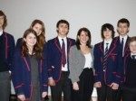 Lynne Featherstone with year ten students from Highgate School 