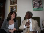 Lynne Featherstone MP and Wood Green Pensioner Augustus Olufunwa who will see a boost to his pension in the new financial year
