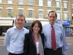 Lynne Featherstone MP and from the left Paul Mercer and James McNally from Ofcom’s spectrum enforcement team.