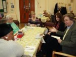 Lynne Featherstone MP and Cllr David Winskill with luncheon club users at Woodside House, Wood Green.