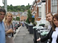 Cllr Bob Hare, Cllr Rachel Allison, Milton Avenue Resident Christopher Riley and Lynne Featherstone MP on Milton Avenue