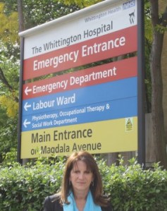 Lynne Featherstone MP outside the Whittington Hospital