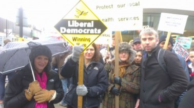Lynne Featherstone MP and the Haringey Lib Dems at the Whittington March