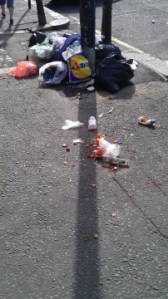 Uncollected rubbish on Hornsey High Street - Summer 2013