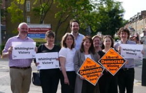 Lynne Featherstone and Haringey Liberal Democrats celebrate Whittington success