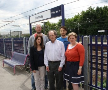 Lynne Featherstone MP with local Lib Dem campaigners at Hornsey Rail Station