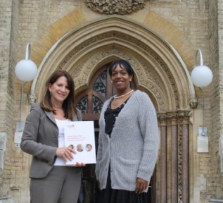  Lynne Featherstone MP outside Wood Green Crown Court with a Victim and Witness Sport representative