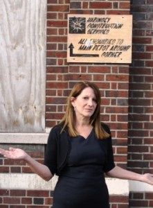 Lynne Featherstone MP outside Hornsey Depot