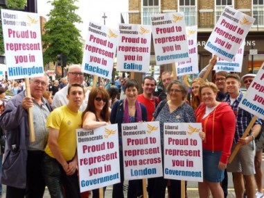 Lynne Featherstone MP on the pride march