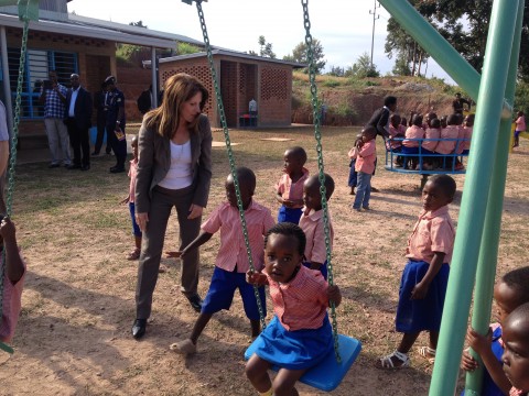 Lynne Featherstone MP opening a pre school in Rwanda