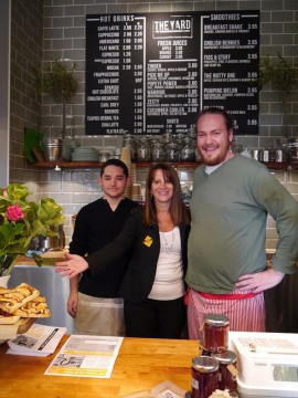 Local Lib Dem MP meets the team at new cafe The Yard at Alexandra Palace station in Wood Green
