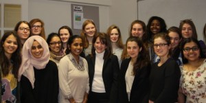 Lynne Featherstone MP with students from Henrietta Barnet School